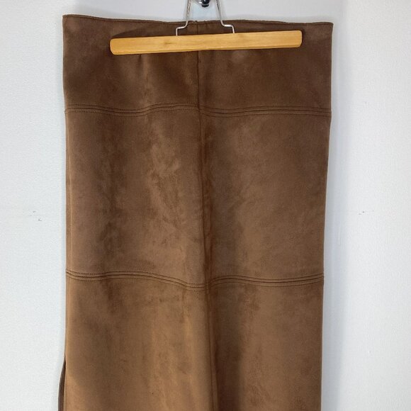 Chaps Faux Suede Midi Camel/Brown Skirt Size 8 - Picture 7 of 7